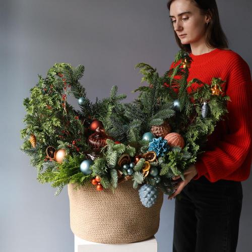 New Year's basket, "Blue Orange" -  Размер L 