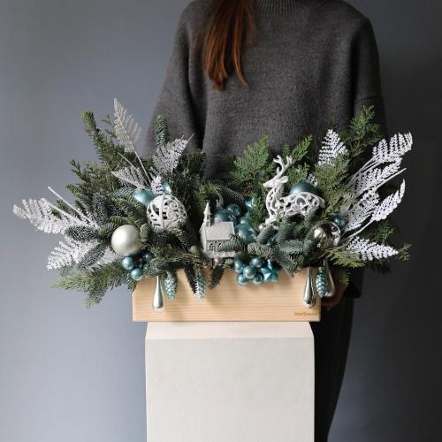 New Year wooden box 'Blue frost' -  Размер L