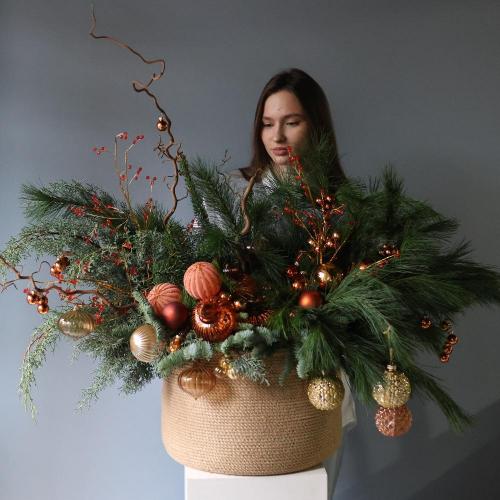 New Year basket "Tangerine pie" - Размер M