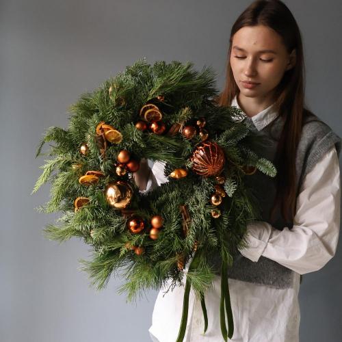 Wreath, "Tangerine Pie"  -  45-50 см