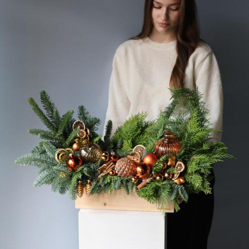 New Year wooden box 'Tangerine pie' - Размер L