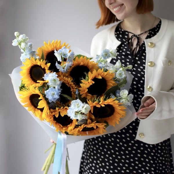 Sunflowers with Delphinium - Размер S