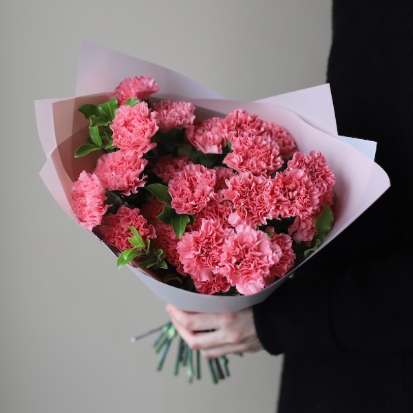 Raspberry Carnations - 29 гвоздик с зеленью