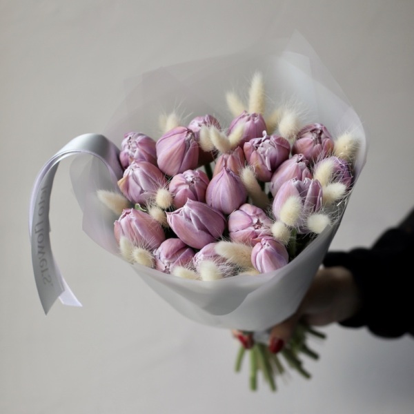 Tulips with Lagurus