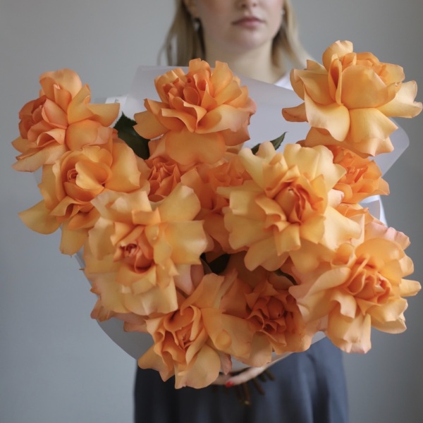 Bouquet of roses "Orange punch" - 15 роз