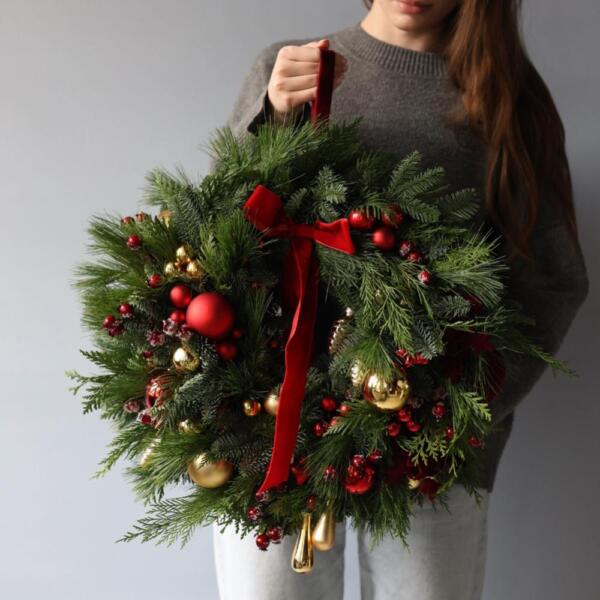 Christmas wreath 'Golden red' - 45-50