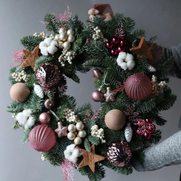 Christmas wreath 'Pink lollipop' - Размер 55-60 см