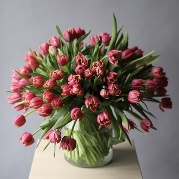 Tulips in a vase - 99 тюльпанов