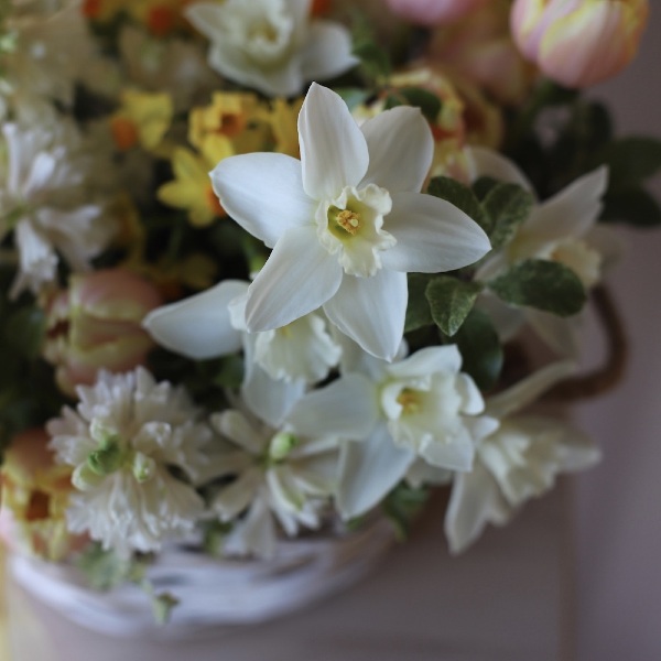 Spring trio in a basket