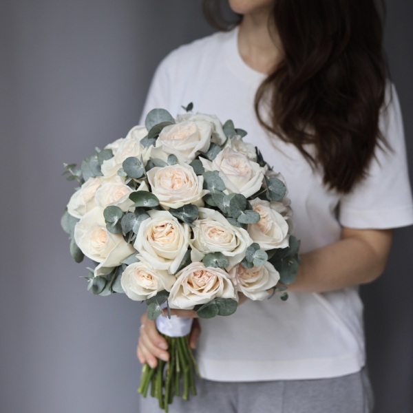 Bridal bouquet of garden David Austin roses O’Hara - Размер M 