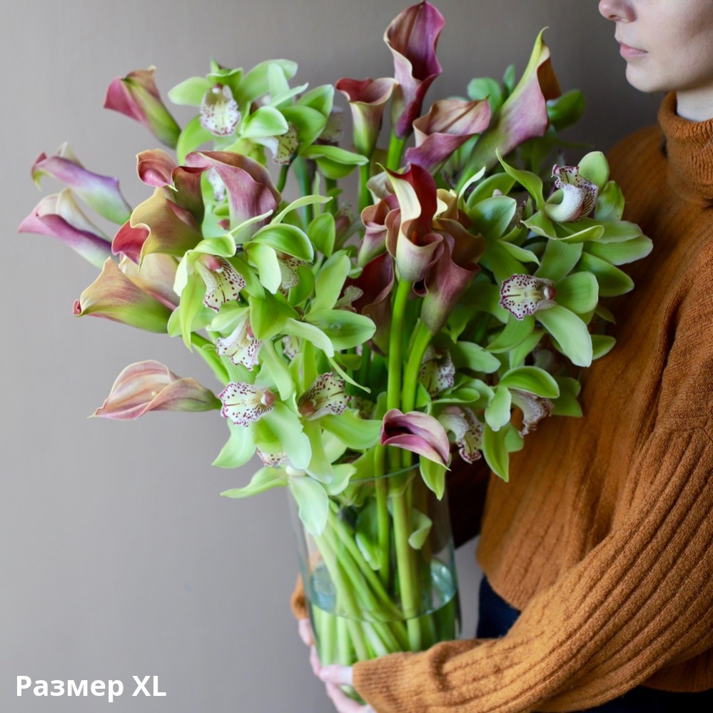 Calla Lily with Orchid in a vase Calla Lily with Orchid in a vase -  Размер XL