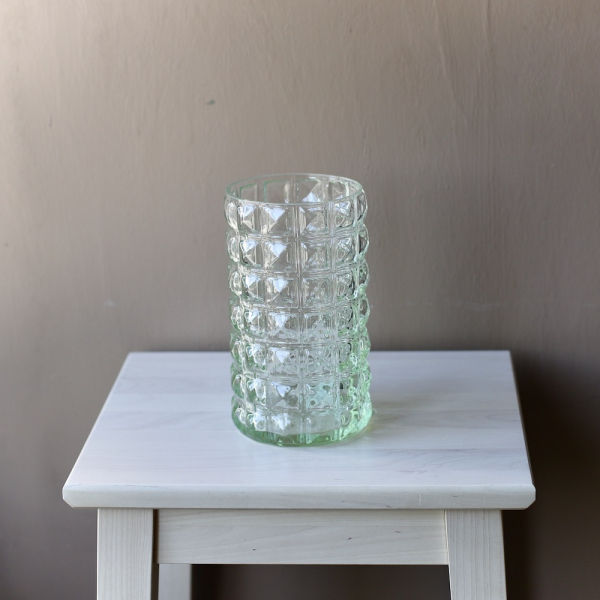 Ribbed green vase 
