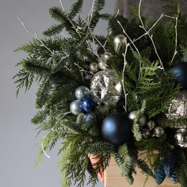 New Year wooden box 'Blue frost' - Размер S