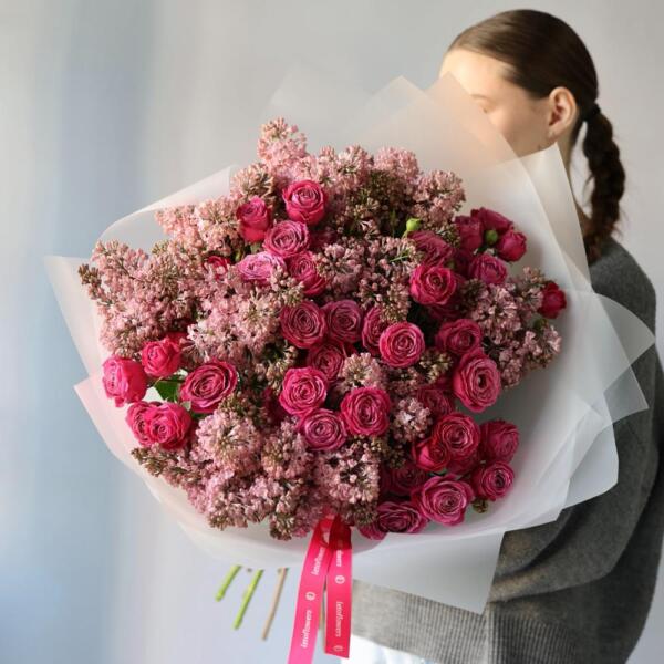 Spray Roses with Lilac, dark - Размер M