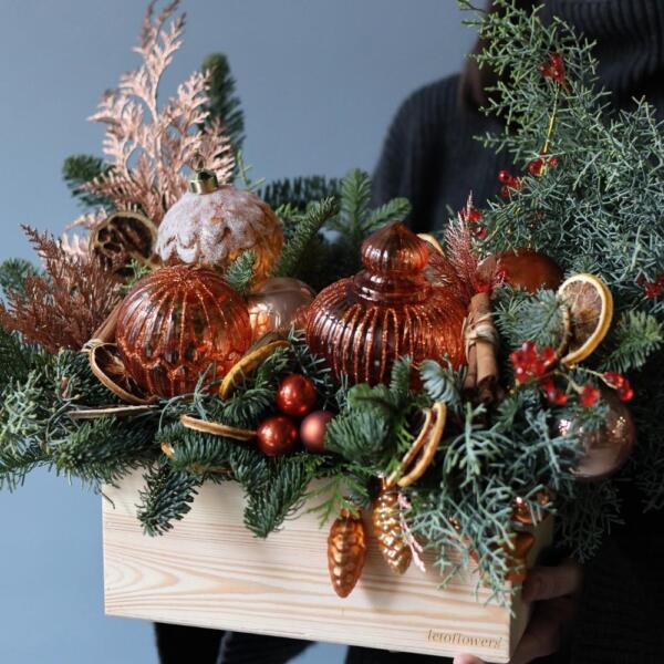 New Year wooden box 'Tangerine pie' -  Размер M