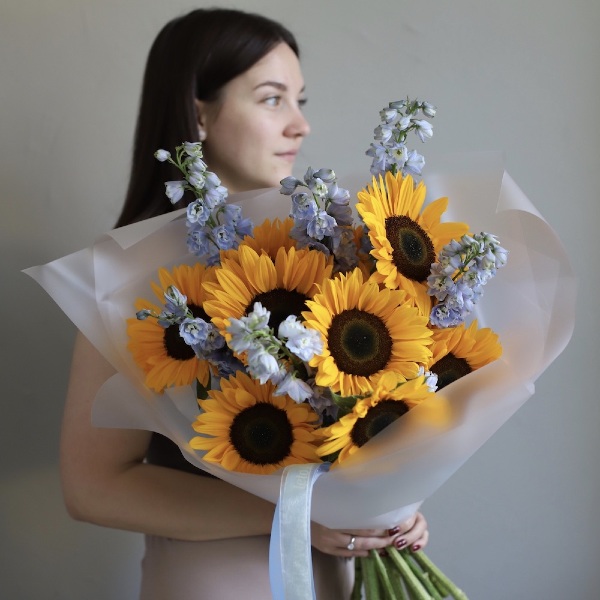 Sunflowers with Delphinium -  Размер S 