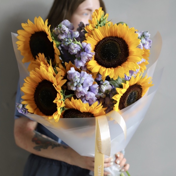 Sunflowers with Delphinium - Размер S