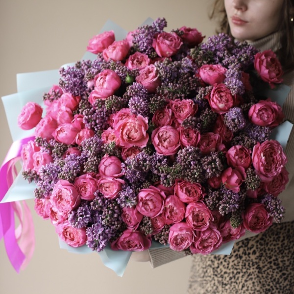 Spray Roses with Lilac, dark - Размер L 