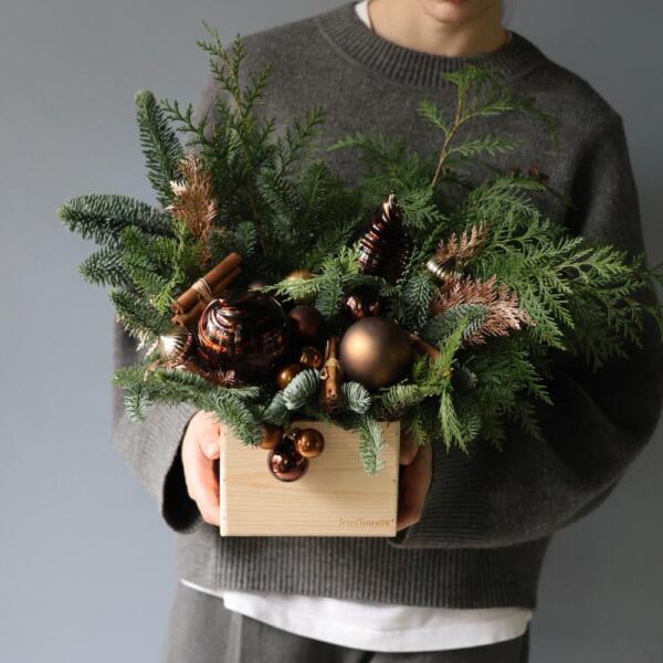 New Year wooden box 'Coffee with cinnamon' - Размер S