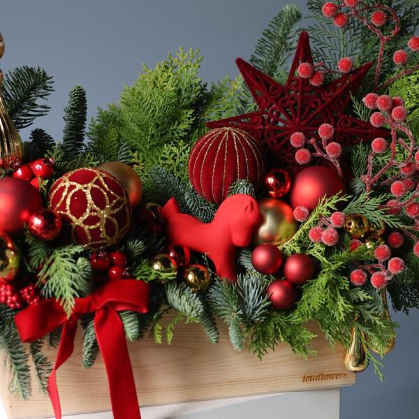 New Year wooden box 'Golden red' - Размер L