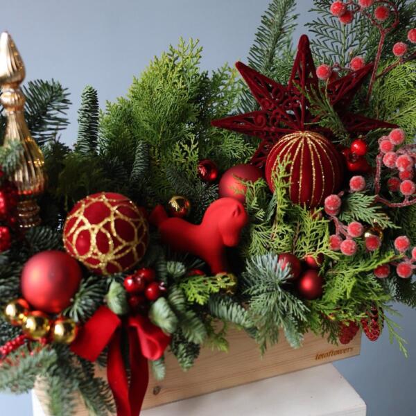 New Year wooden box 'Golden red' - Размер L