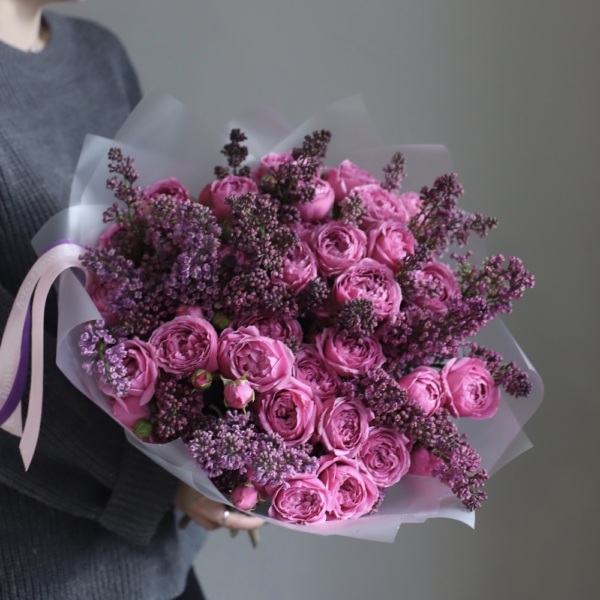 Spray Roses with Lilac, dark - Размер M