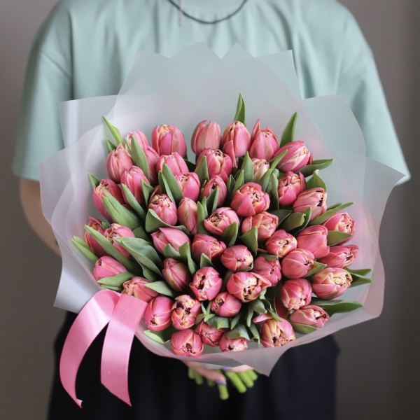 Bright-pink Tulips - 49 тюльпанов