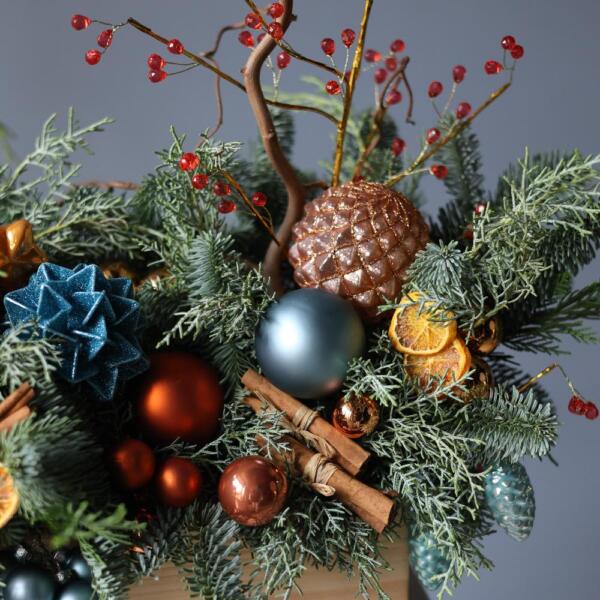 New Year wooden box 'Blue orange' - Размер M