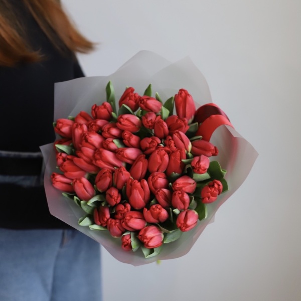 Red Tulips -  49 тюльпанов