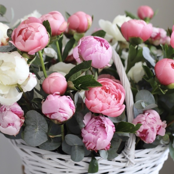 Basket of different Peonies 