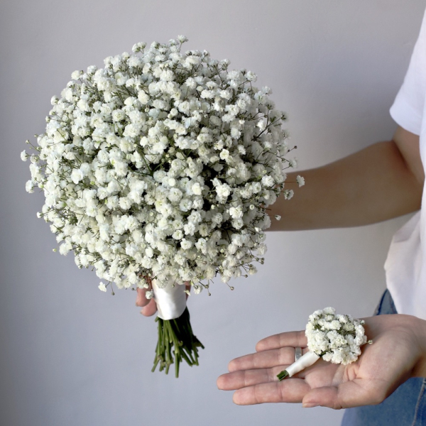 Bridal bouquet of white Baby's Breath -  Размер M 
