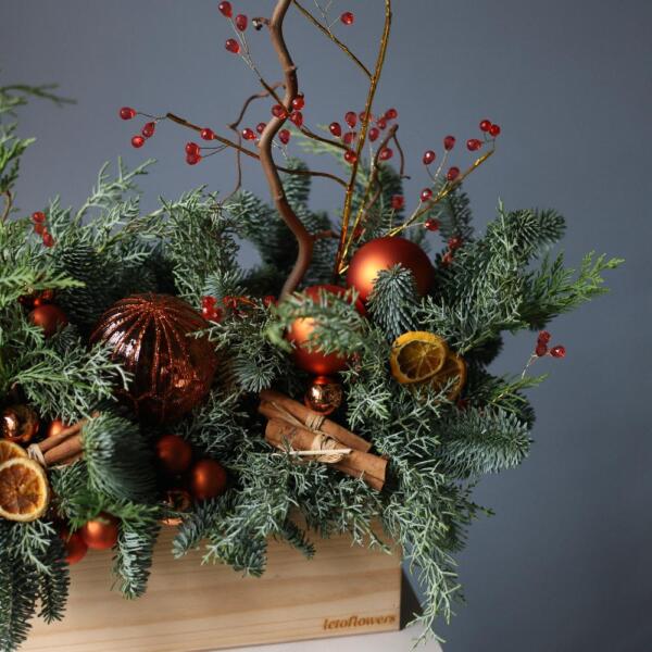 New Year wooden box 'Tangerine pie' - Размер M