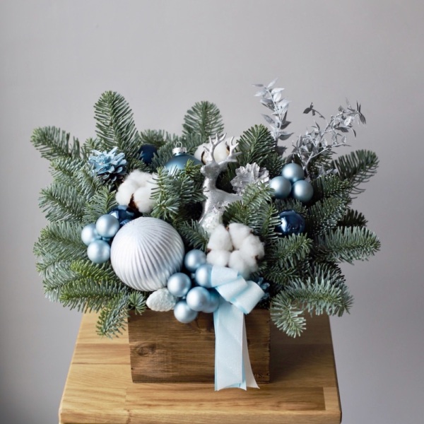 New Year wooden box 'Blue frost' - Размер S