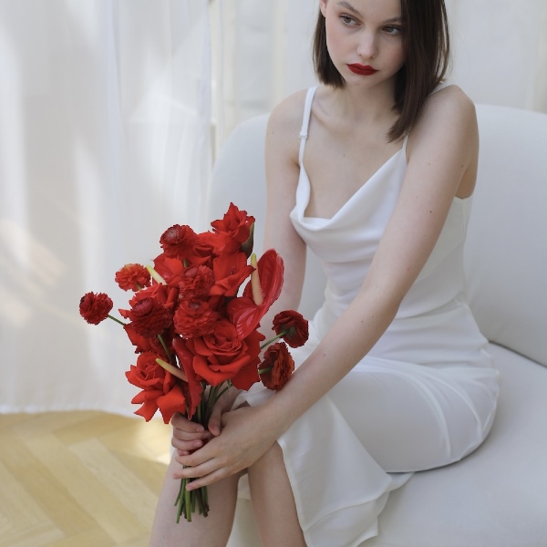 Red bridal bouquet - Размер M