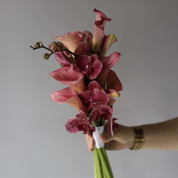 “Bridal Bouquet of Callas and Orchids”