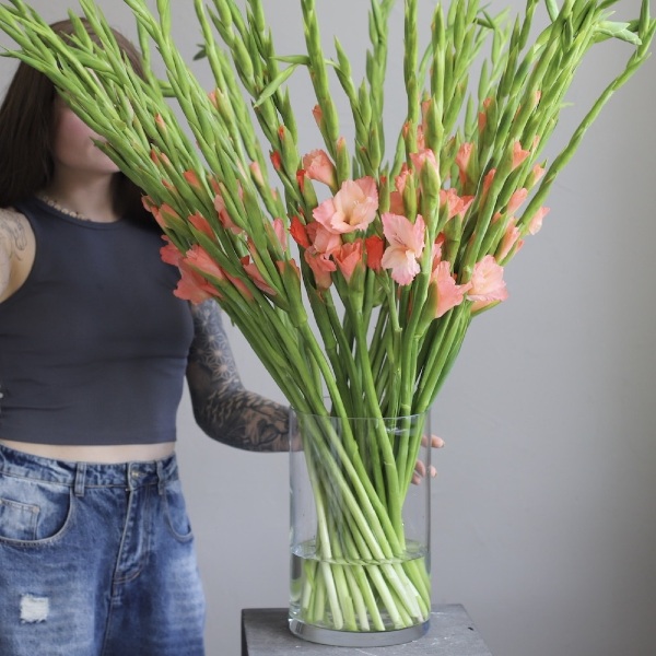 Gladioluses in a vase - 39 гладиолусов