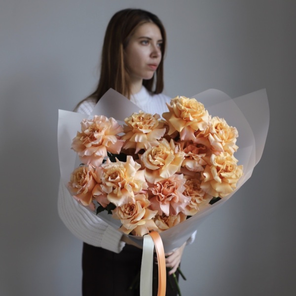 Bouquet of Roses "Peachy fresh" - 15 роз