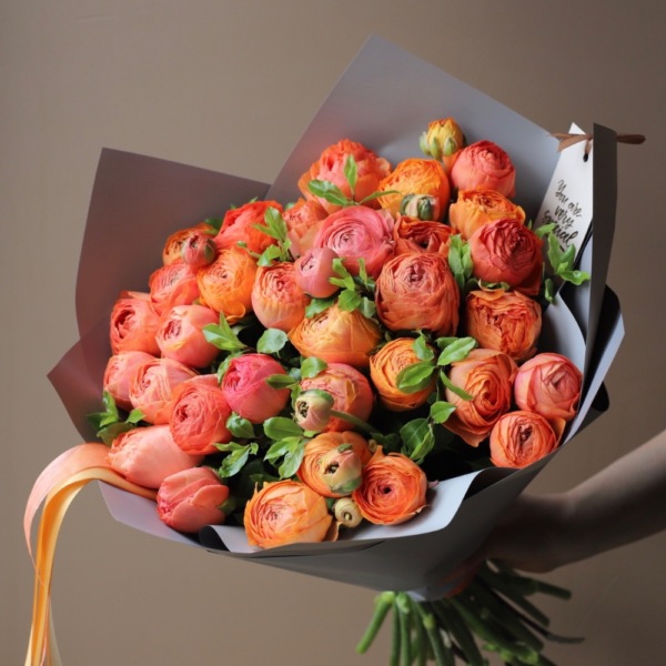 Orange Ranunculus - 35 ранункулюсов