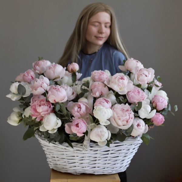 Pink Peonies in a basket - Размер XL