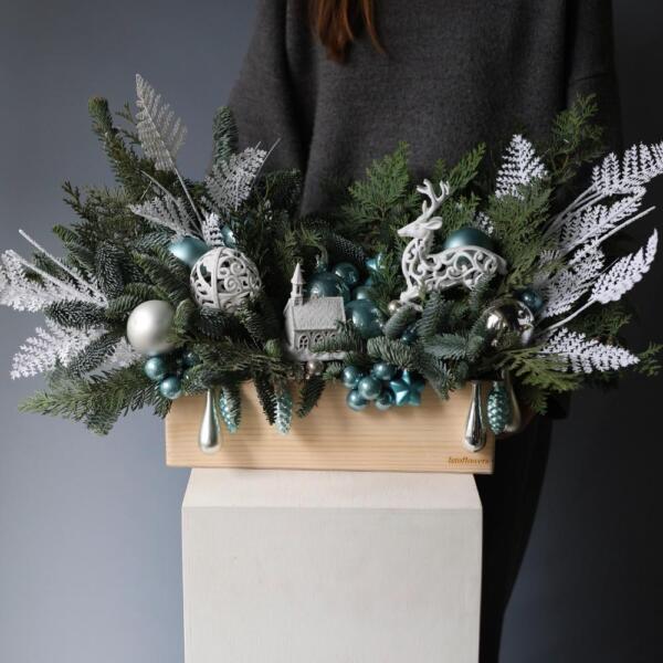 New Year wooden box 'Blue frost' - Размер L