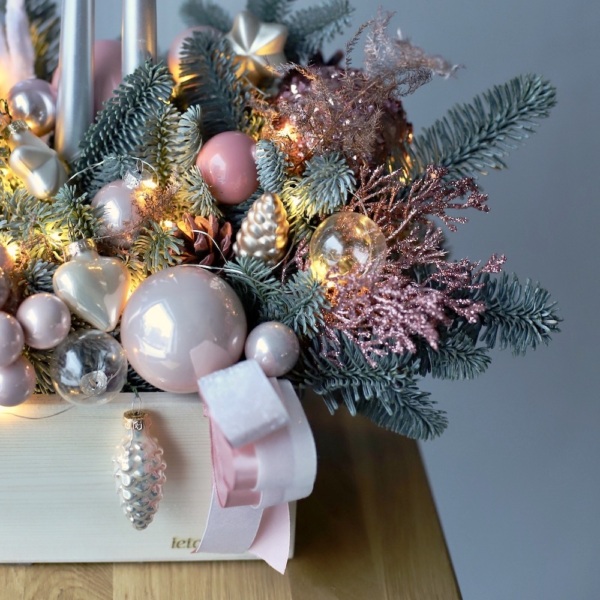 New Year wooden box 'Pink lollipop' - Размер М