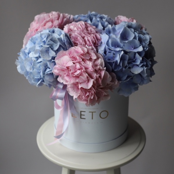 Hydrangeas in a hat box Hydrangeas in a hat box - Размер L
