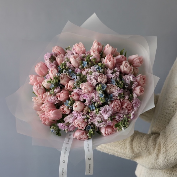 Tulips with Stock and Oxypetalum - Размер M