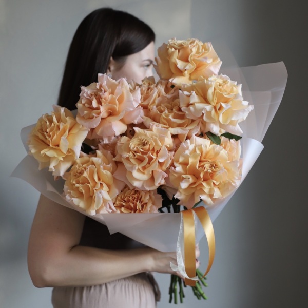 Bouquet of Roses "Peachy fresh" - 15 роз