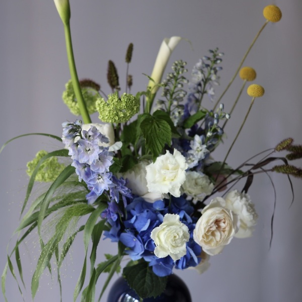 Blue bouquet in a vase