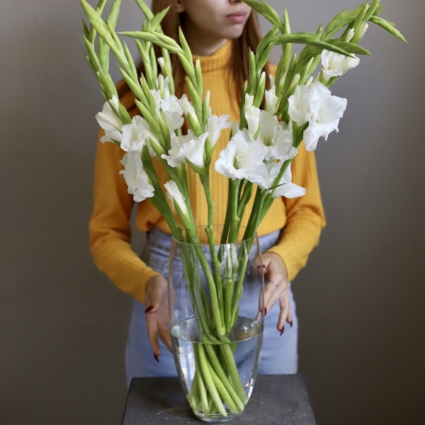 Gladioluses in a vase -  19 гладиолусов 