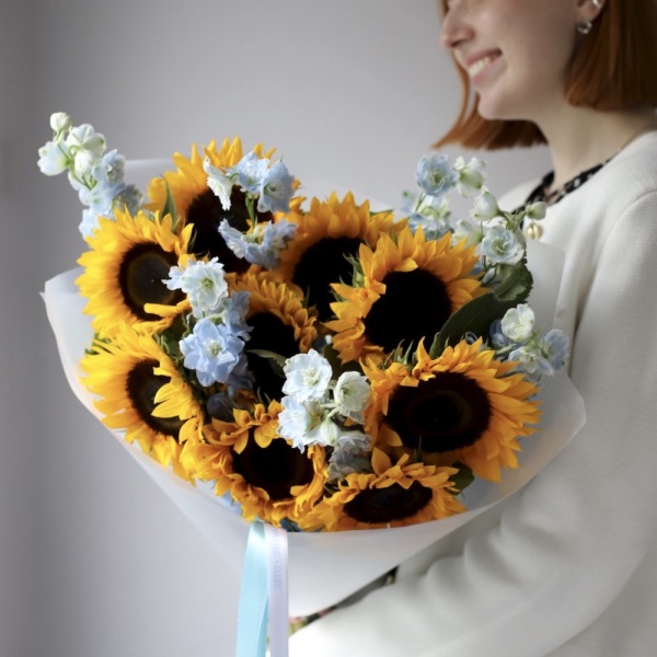 Sunflowers with Delphinium - Размер S