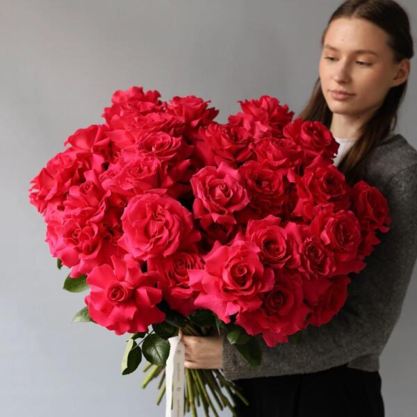 Bouquet of roses "Raspberry sherbet" - 49 роз