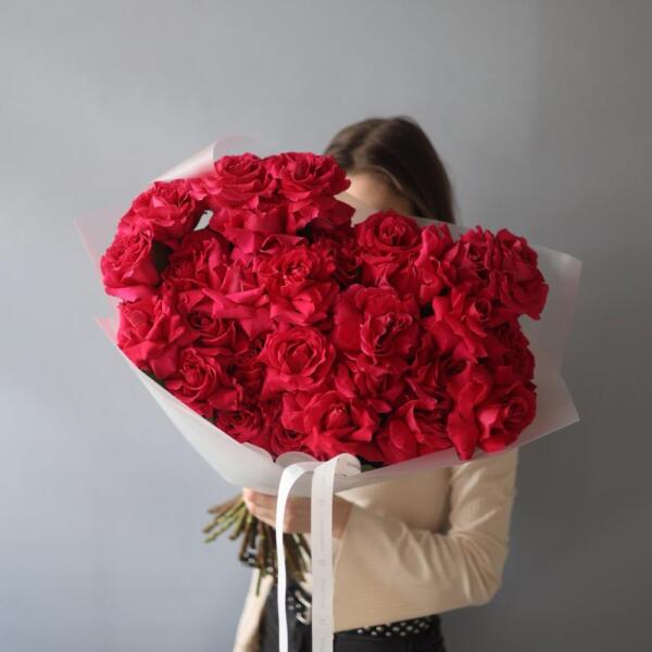 Bouquet of roses "Raspberry sherbet" - 25 роз