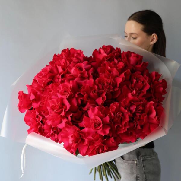 Bouquet of roses "Raspberry sherbet" - 49 роз